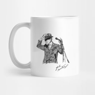 Leonard Cohen Original Hand Drawn Ink Print Mug